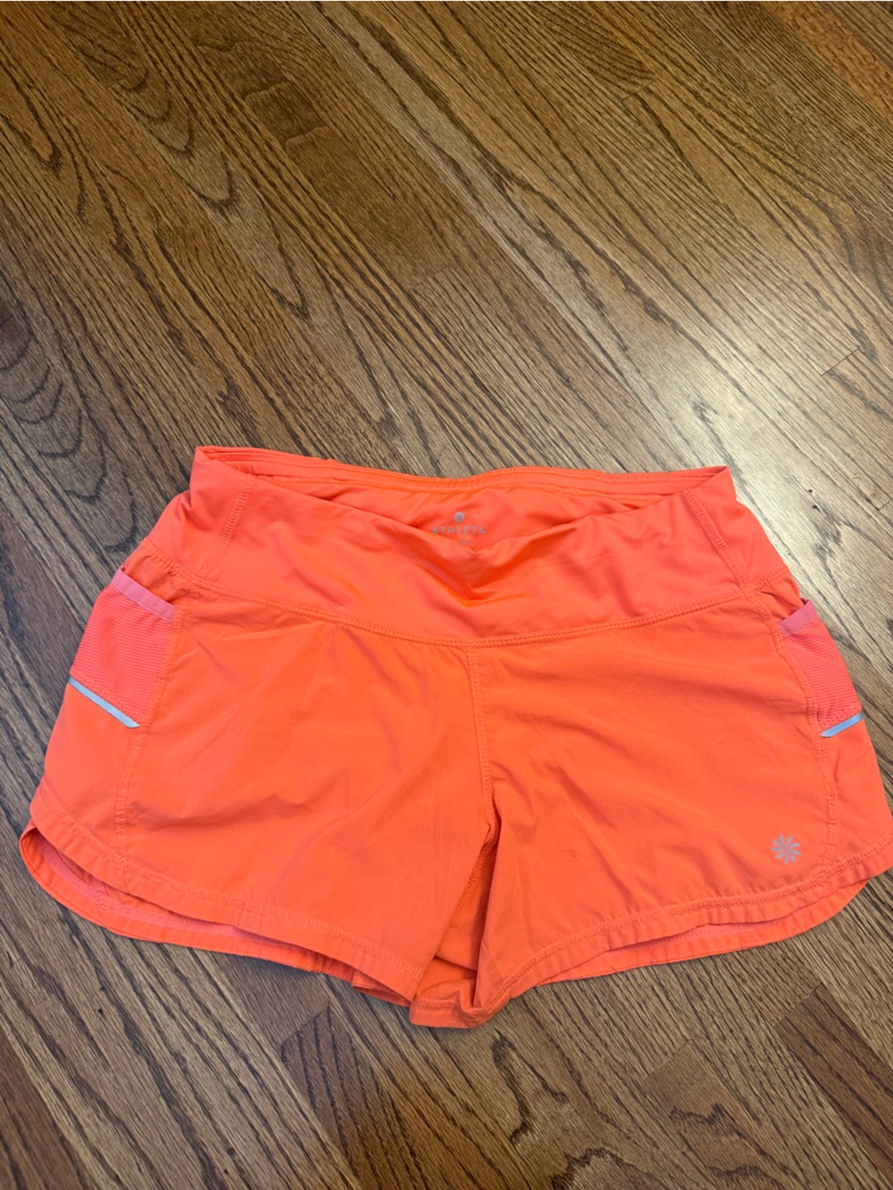 Athleta Neon Orange Athletic Shorts with Reflective Trim Size S